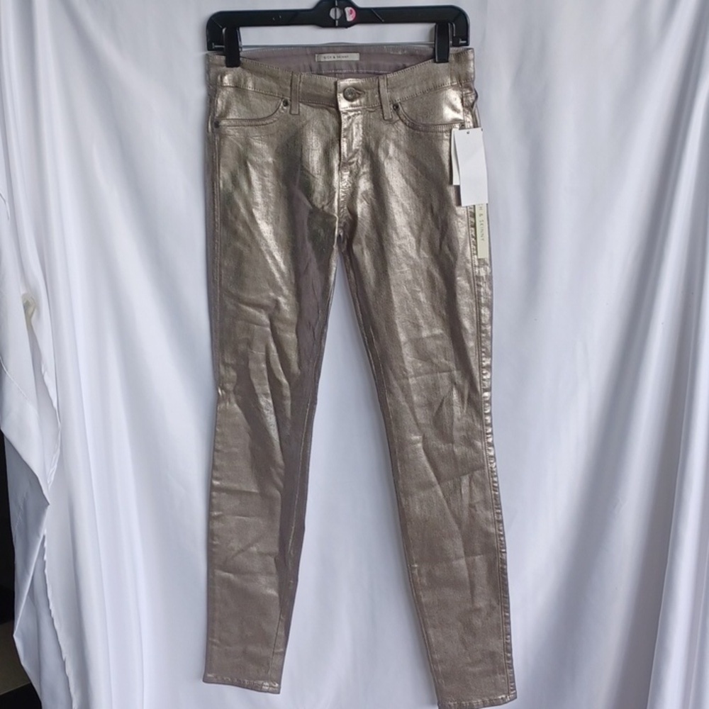 RICH & SKINNY Silver Foil Legacy Stretch Low Rise Skinny Denim Jeans 26, 30" Ins